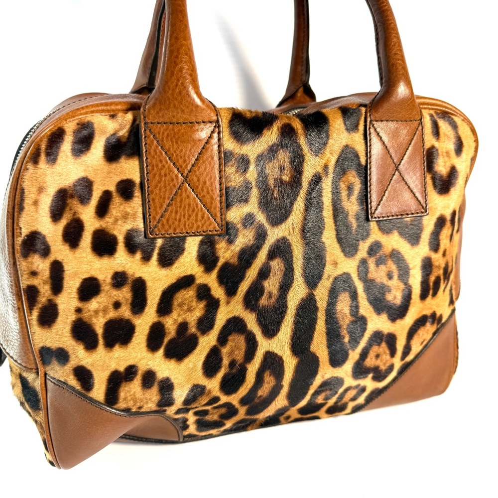 Dolce & Gabbana Leopard Print Satchel with Brown Accents - Picture 8 of 16
